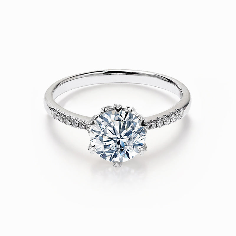 Hidden Heart Six-Prong Round Lab-Grown Diamond Engagement Ring