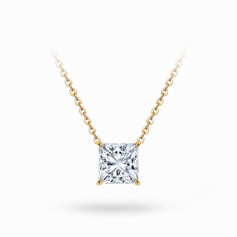 The Square Princess Cut Diamond Pendant Necklace