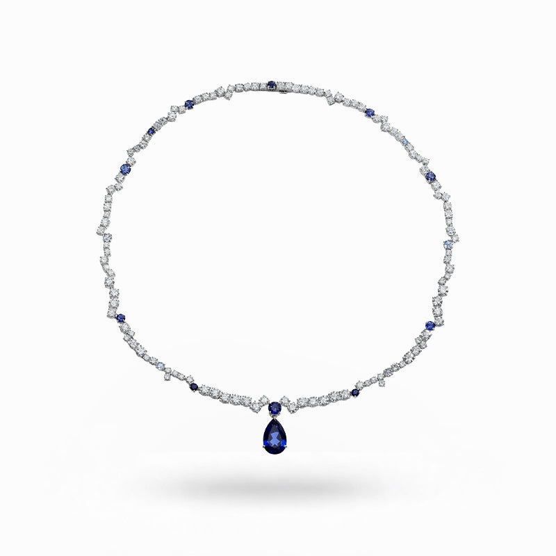 Starry Night 5.98 Ct. Sapphire & Diamond Drop Necklace
