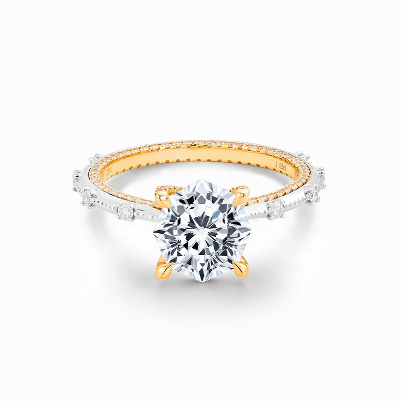 Romantic Rose Round Modified Diamond Engagement Ring
