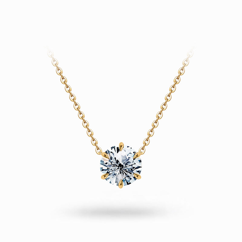 Floating Essence Six-Prong Round Diamond Necklace