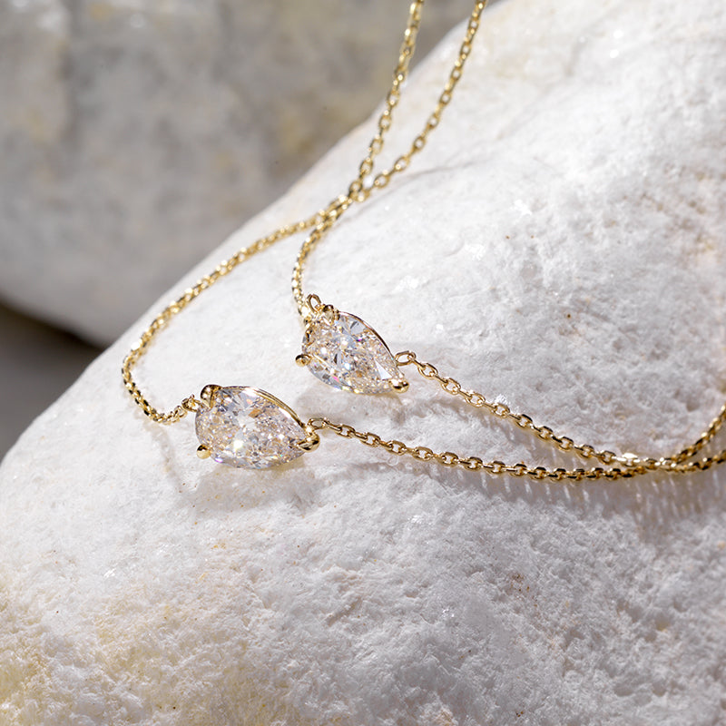 Dewdrop Aura Pear-Shaped Diamond Pendant Necklace