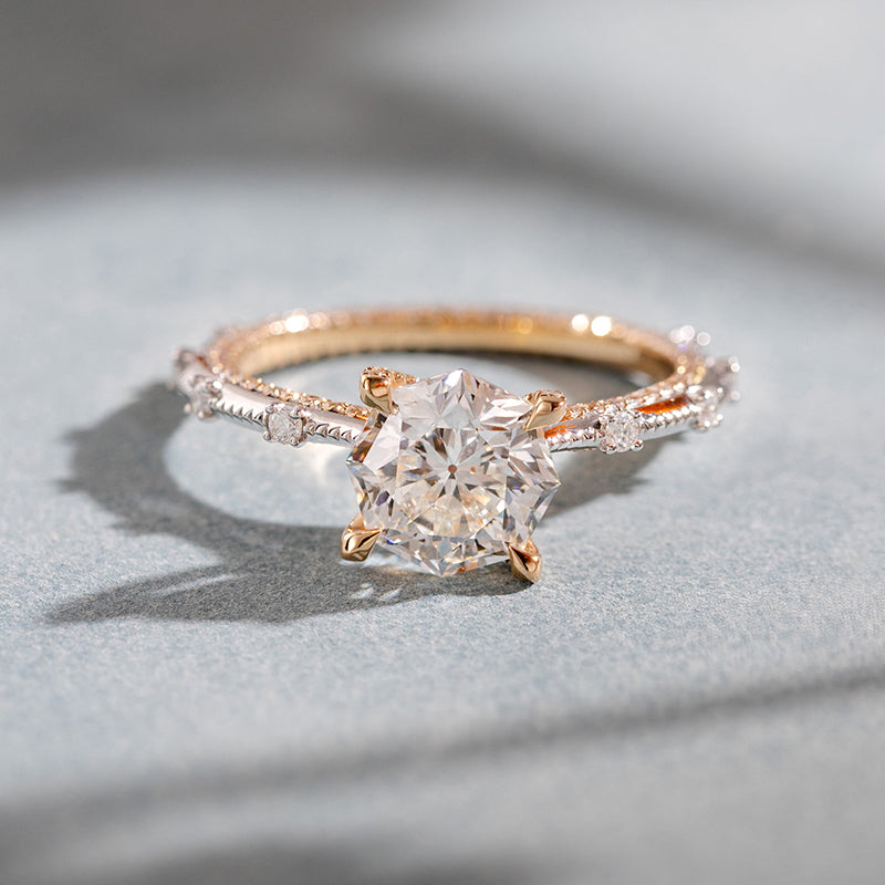 Romantic Rose Round Modified Diamond Engagement Ring