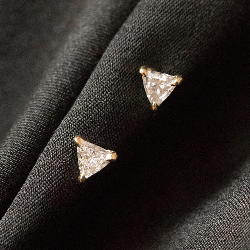 The Trinity Triangle Cut Diamond stud earrings