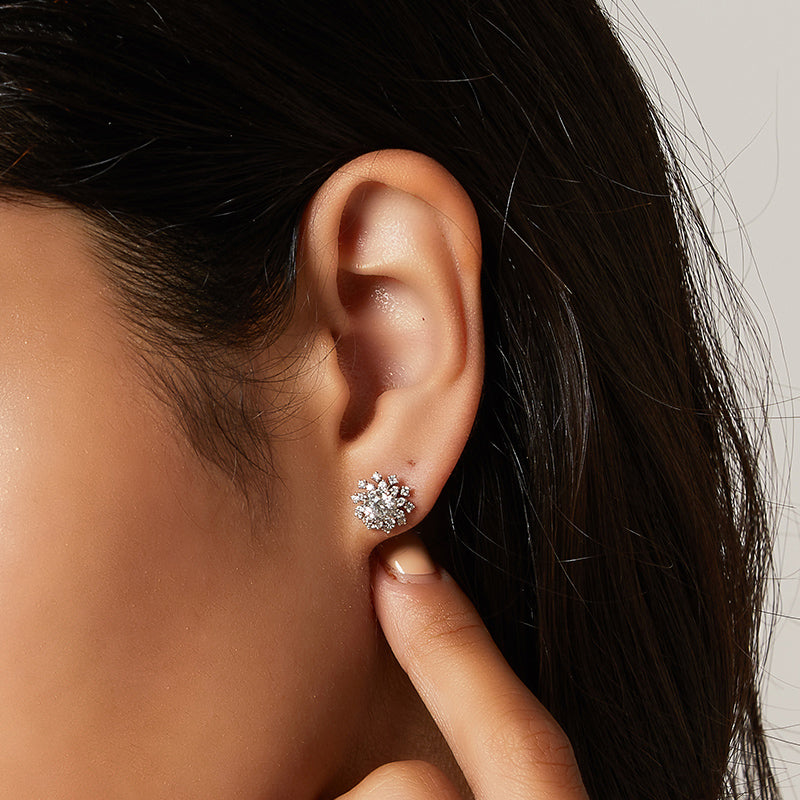 Frost Blossom Round Lab-Grown Diamond stud earrings