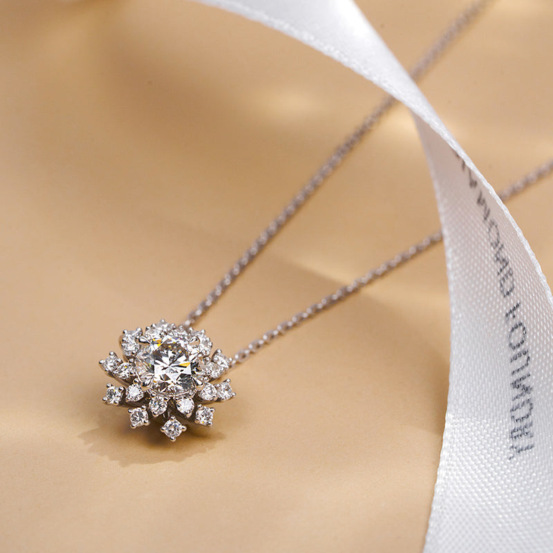 Frost Blossom Round Diamond Necklace