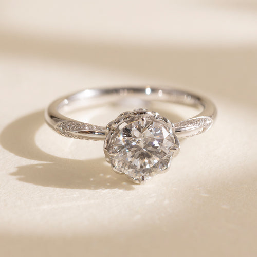 Classic Rose Bloom Round Modified Lab-Grown Diamond Engagement Ring