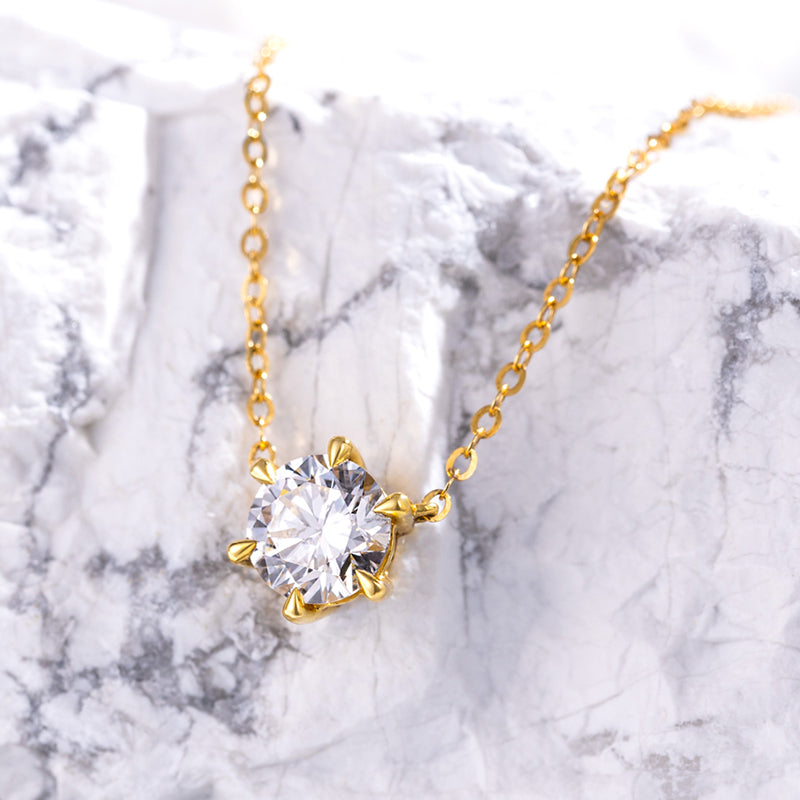 Floating Essence Six-Prong Round Diamond Necklace