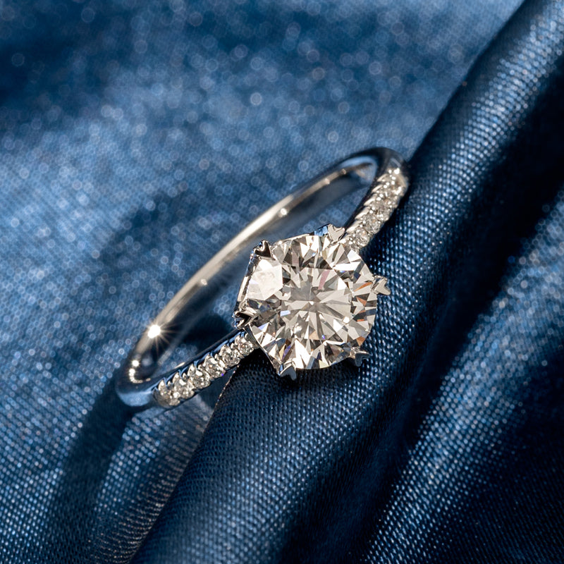 Hidden Heart Six-Prong Round Lab-Grown Diamond Engagement Ring