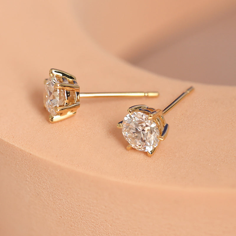 The Crown Six-Prong Round Diamond stud earrings