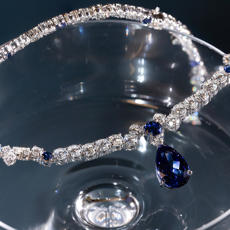 Starry Night 5.98 Ct. Sapphire & Diamond Drop Necklace