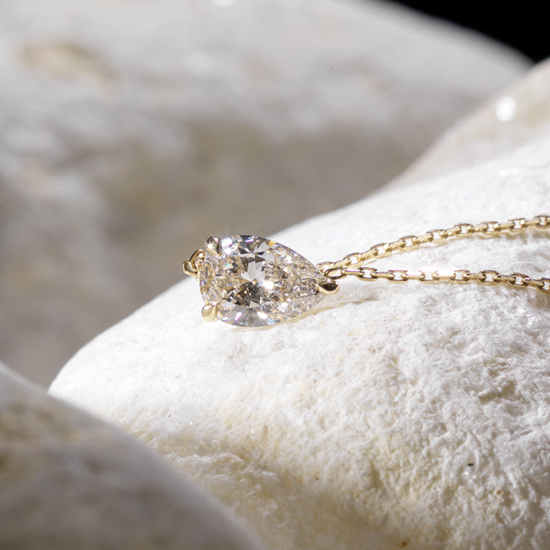 Dewdrop Aura Pear-Shaped Diamond Pendant Necklace