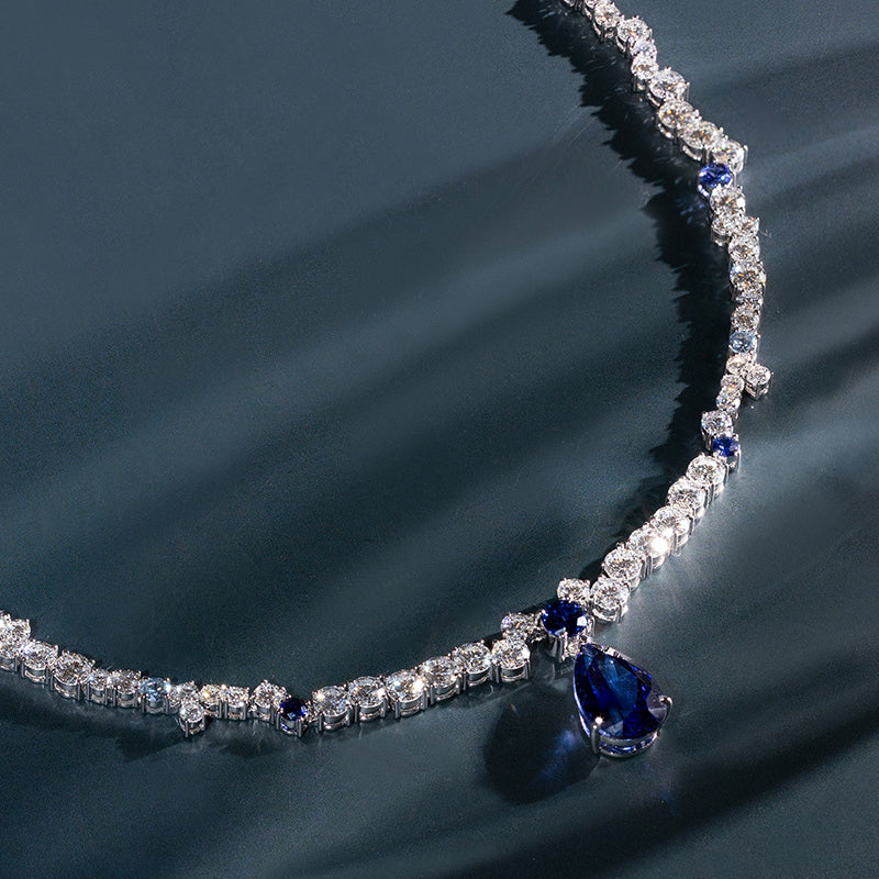 Starry Night 5.98 Ct. Sapphire & Diamond Drop Necklace
