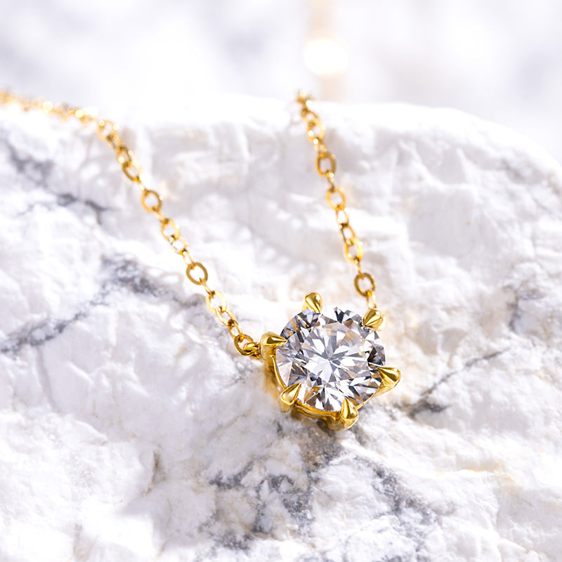 Floating Essence Six-Prong Round Diamond Necklace