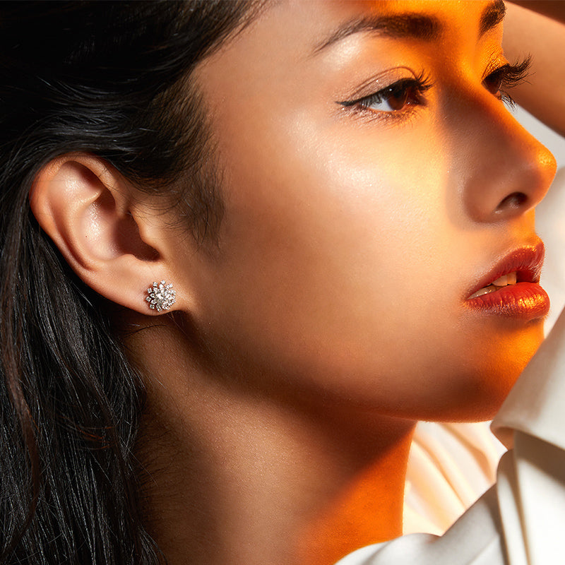 Frost Blossom Round Lab-Grown Diamond stud earrings