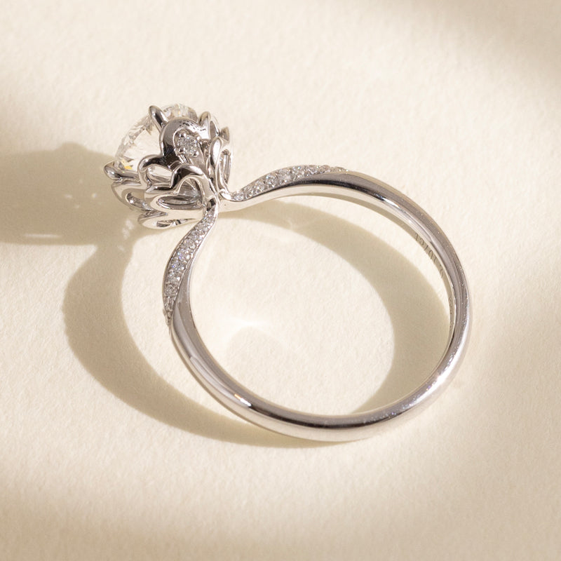 Classic Rose Bloom Round Modified Lab-Grown Diamond Engagement Ring