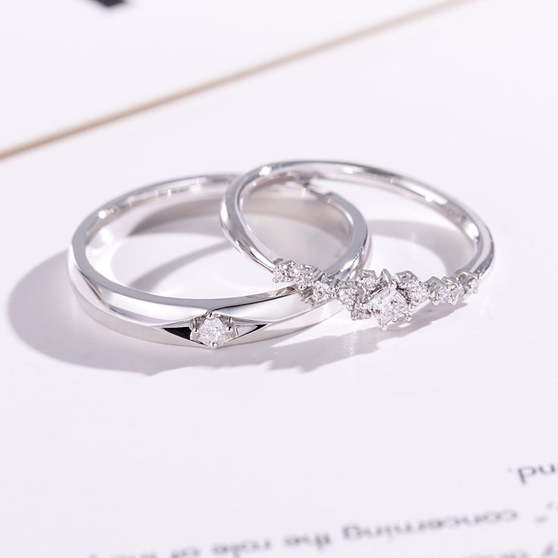 Starlit Bloom Princess Cut Women's Wedding Ring — Ready to Ship