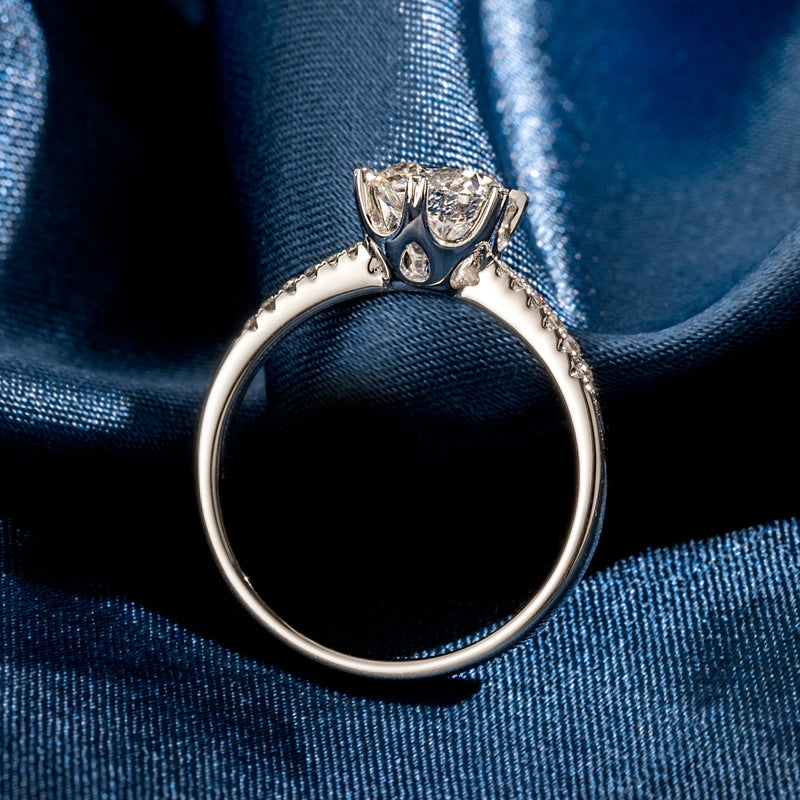 Hidden Heart Six-Prong Round Lab-Grown Diamond Engagement Ring