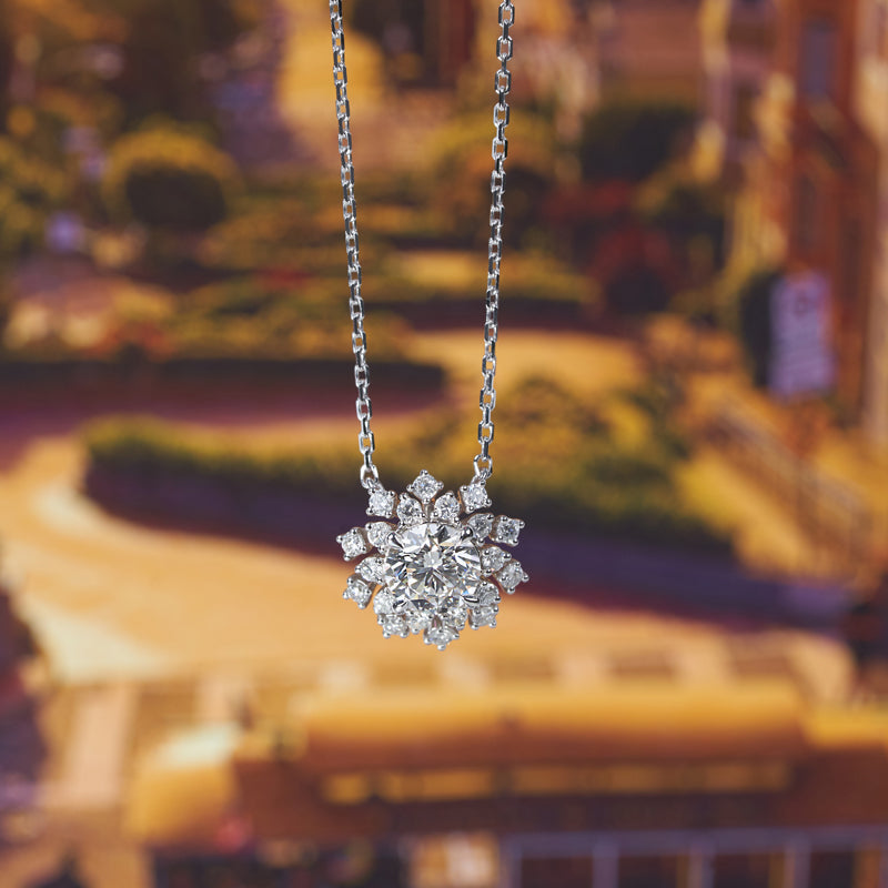 Frost Blossom Round Diamond Necklace