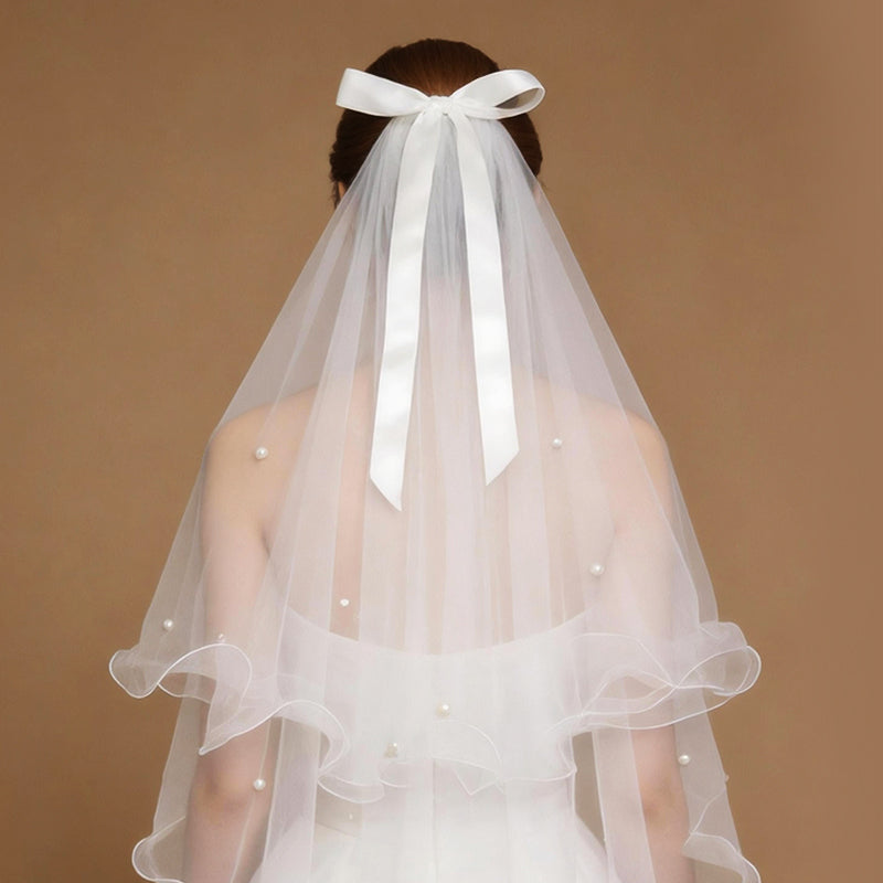 Pearl Bow Bridal Veil
