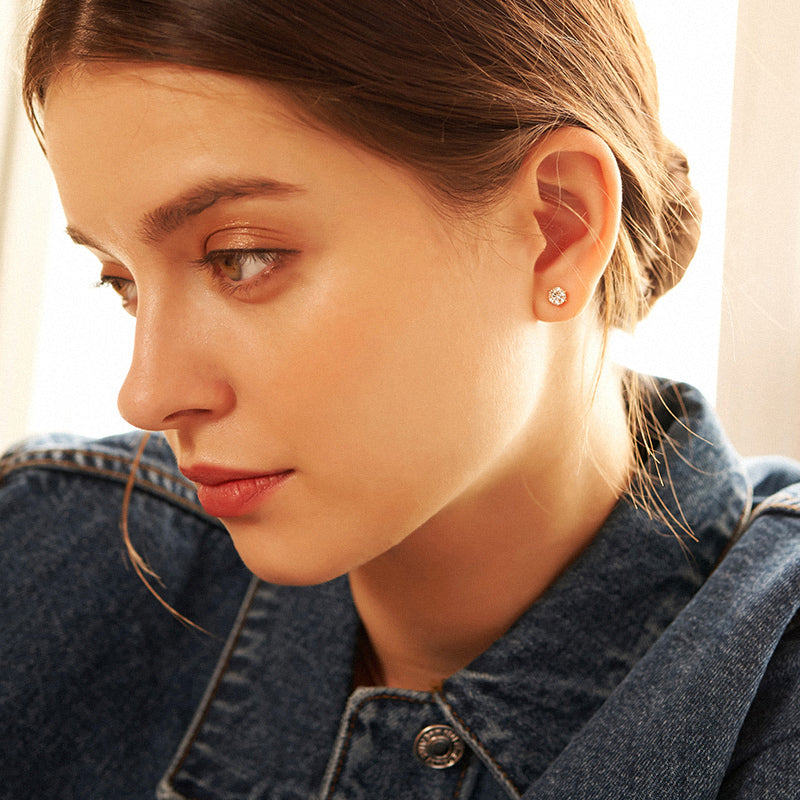 The Crown Six-Prong Round Diamond stud earrings