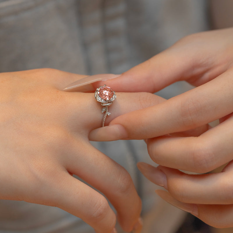 Rose Marguerite Round Modified Lab-Grown Diamond Engagement Ring
