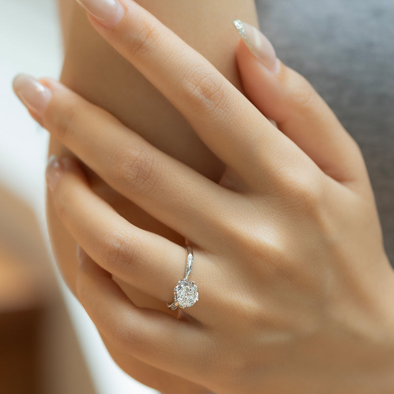 Classic Rose Bloom Round Modified Lab-Grown Diamond Engagement Ring