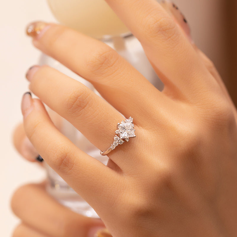 Starlit Bloom Princess Cut Lab-Grown Diamond Engagement Ring