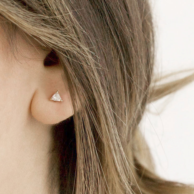 The Trinity Triangle Cut Diamond stud earrings