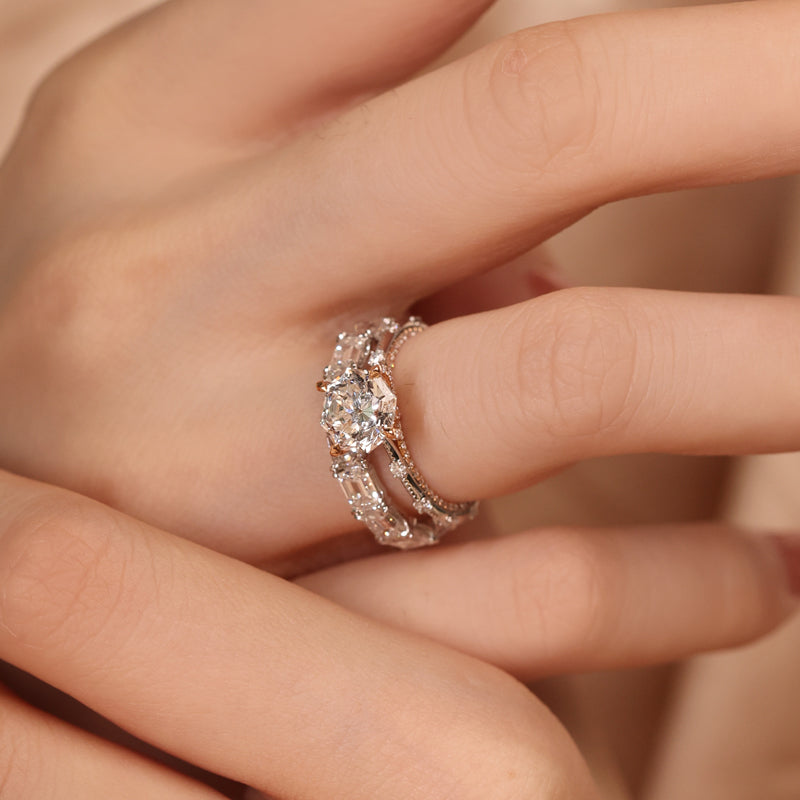 Romantic Rose Round Modified Diamond Engagement Ring
