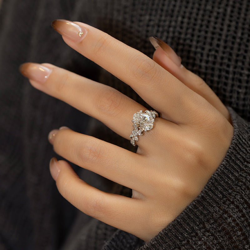 Moonset, Sunrise Oval Diamond Engagement Ring