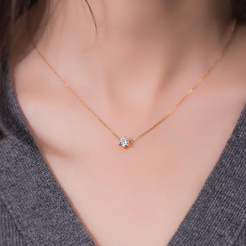 Floating Essence Six-Prong Round Diamond Necklace