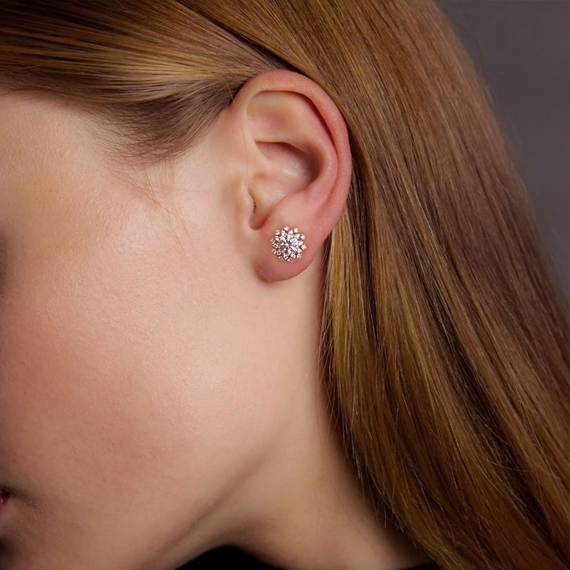 Frost Blossom Round Lab-Grown Diamond stud earrings