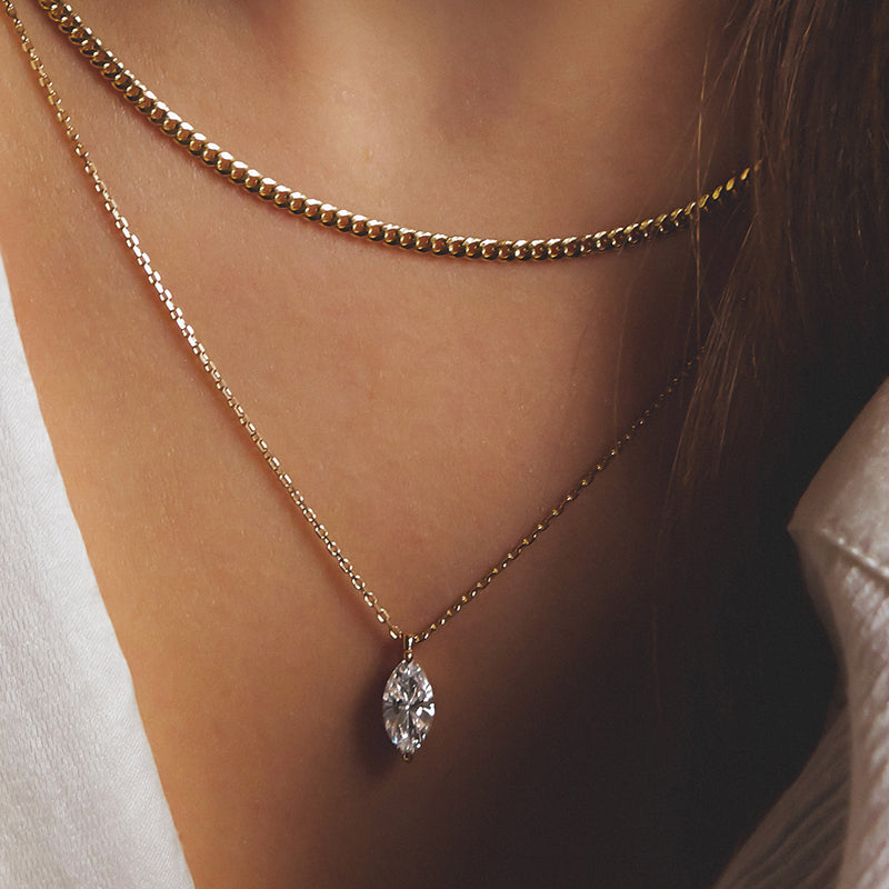 The Line Marquise Diamond Pendant Necklace