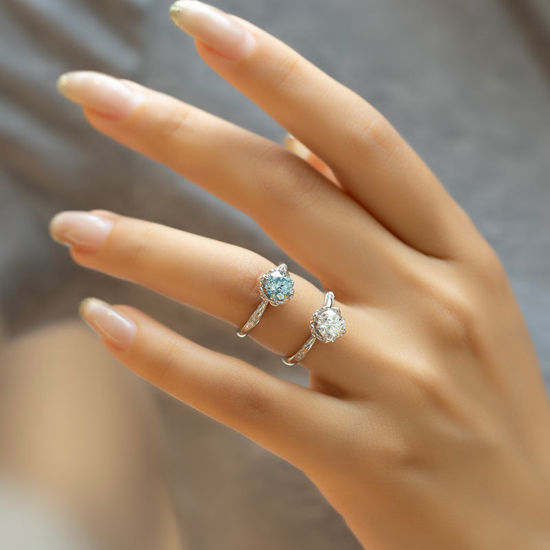 Classic Rose Bloom Round Modified Lab-Grown Diamond Engagement Ring