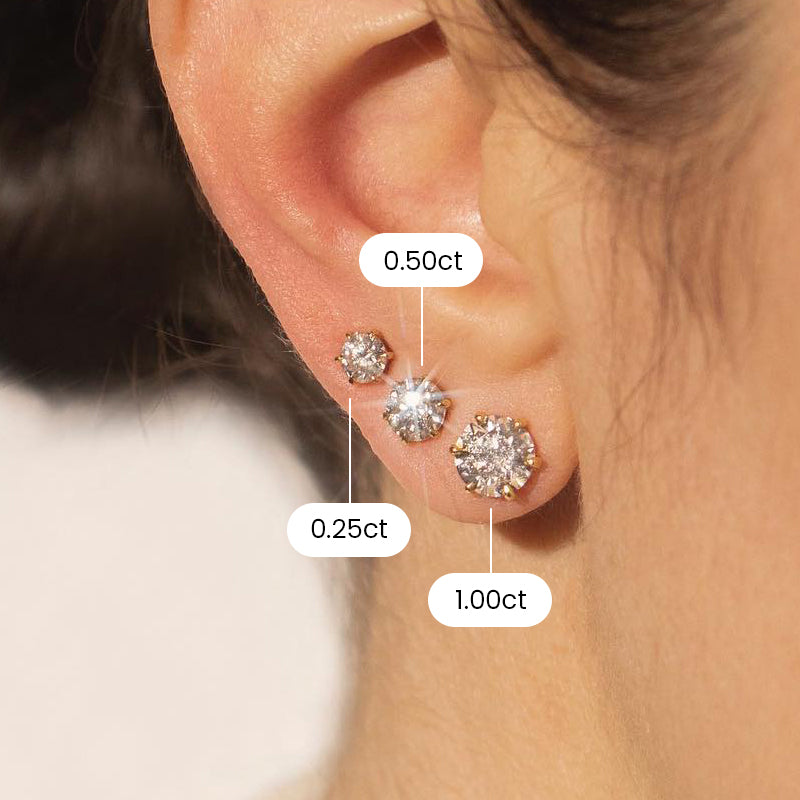 The Crown Six-Prong Round Diamond stud earrings