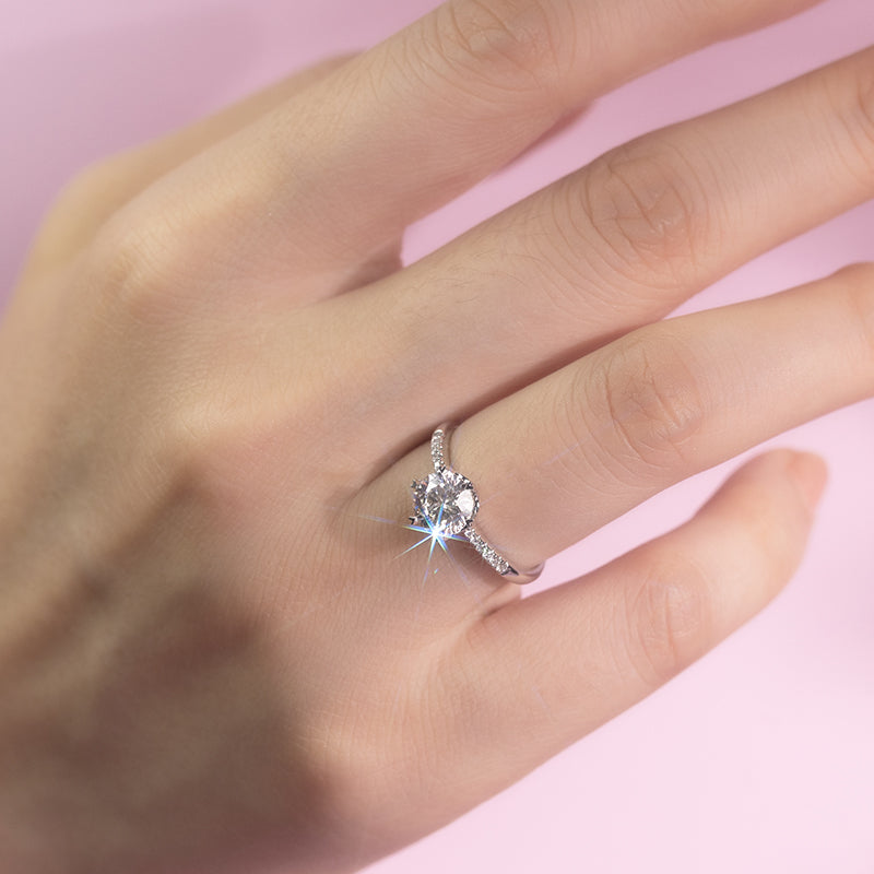 Hidden Heart Six-Prong Round Lab-Grown Diamond Engagement Ring
