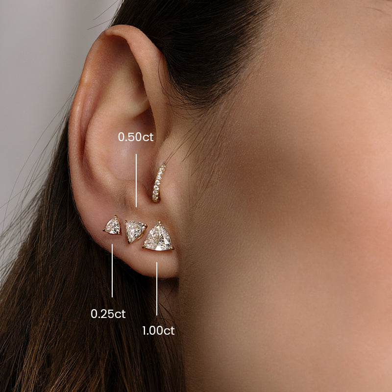 The Trinity Triangle Cut Diamond stud earrings