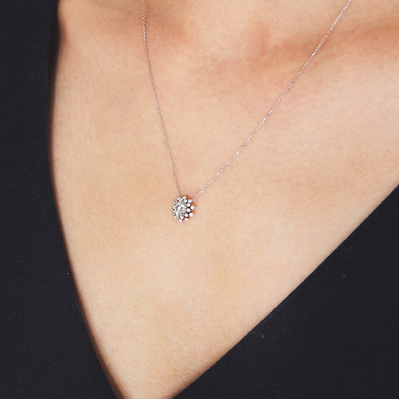 Frost Blossom Round Diamond Necklace