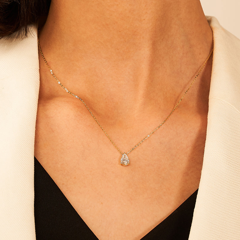 Dewdrop Aura Pear-Shaped Diamond Pendant Necklace