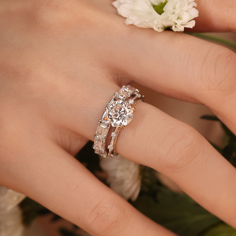 Romantic Rose Round Modified Diamond Engagement Ring