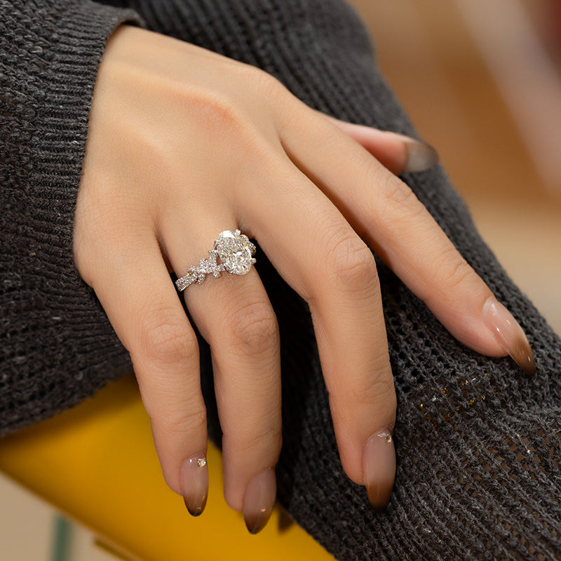 Moonset, Sunrise Oval Diamond Engagement Ring
