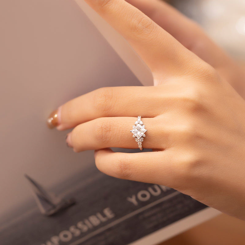 Starlit Bloom Princess Cut Lab-Grown Diamond Engagement Ring