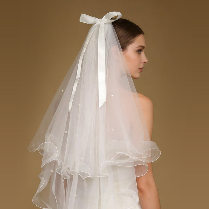 Pearl Bow Bridal Veil